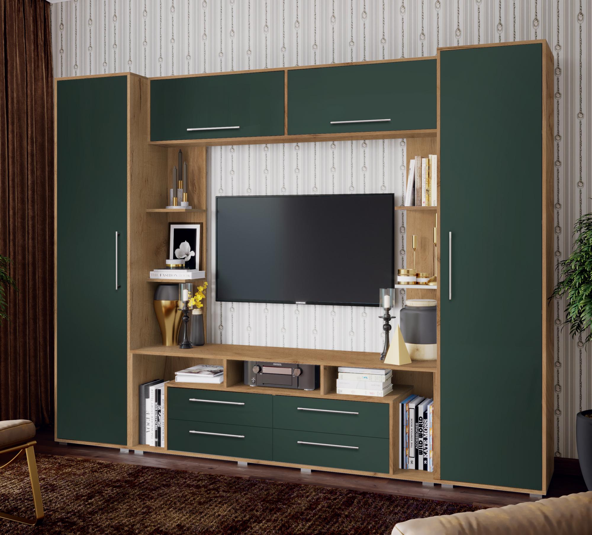 Гостиная Гармония, Браш Мени Грин, Дуб Крафт