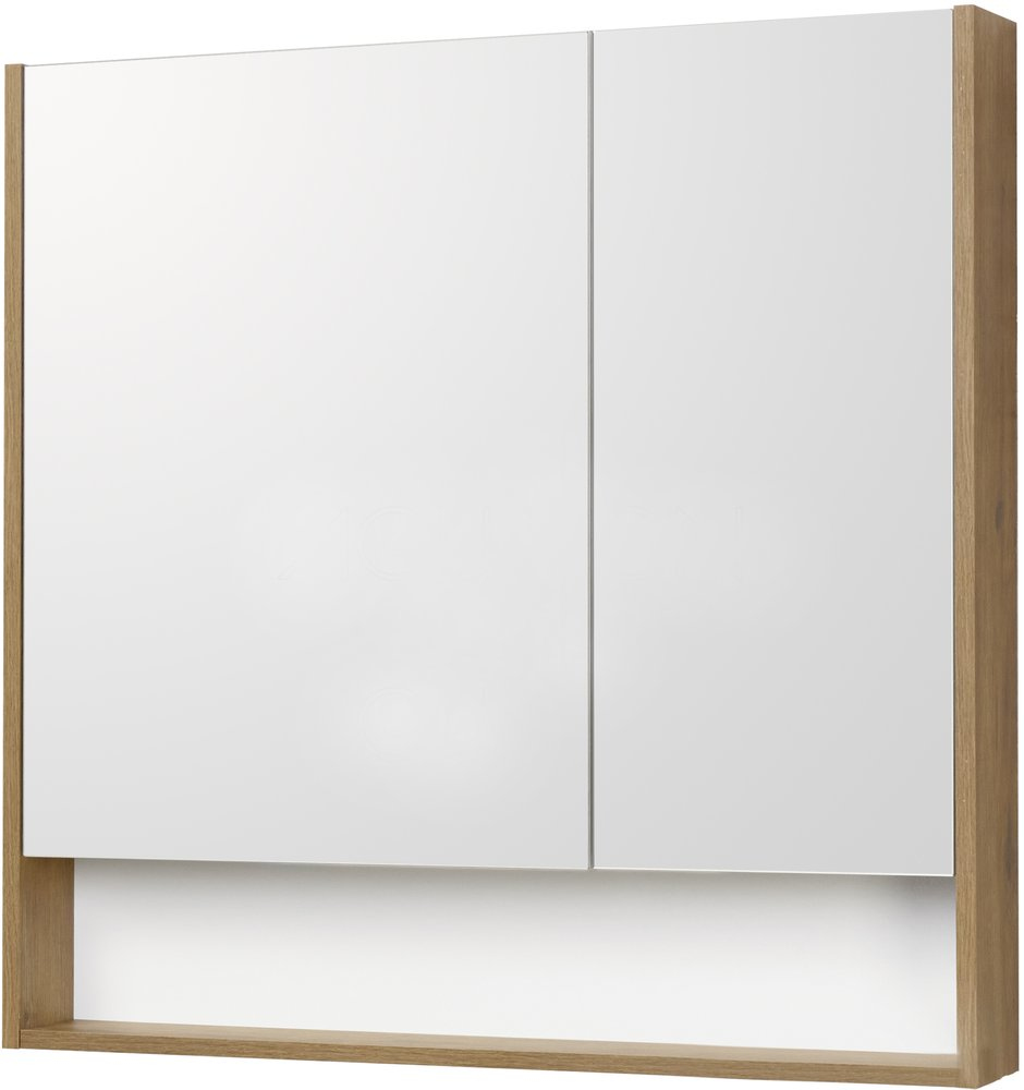 1A252302SDZ90 Зеркальный шкаф Сканди 90 Белый/Дуб Рустикальный