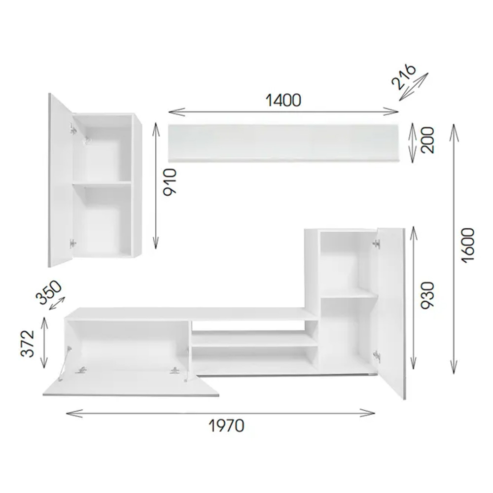 Стенка в гостиную Прага-6, Дуб Каньон
