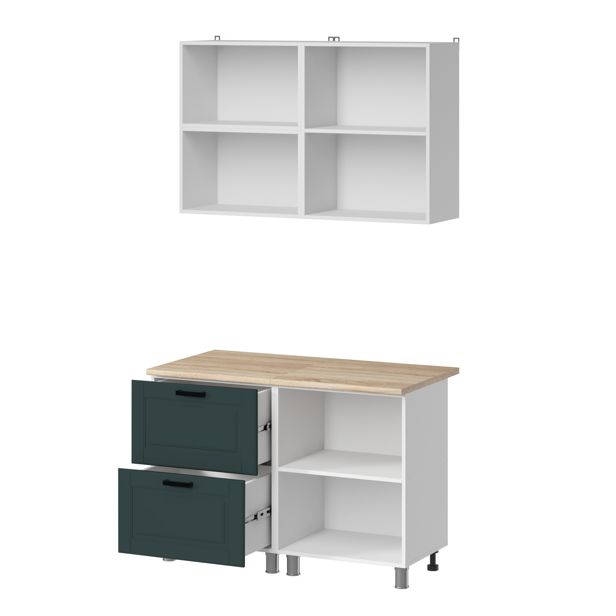 МК Аленушка 1,2м с ящ.в 2 Астра Изумруд,скоба черный,сонома