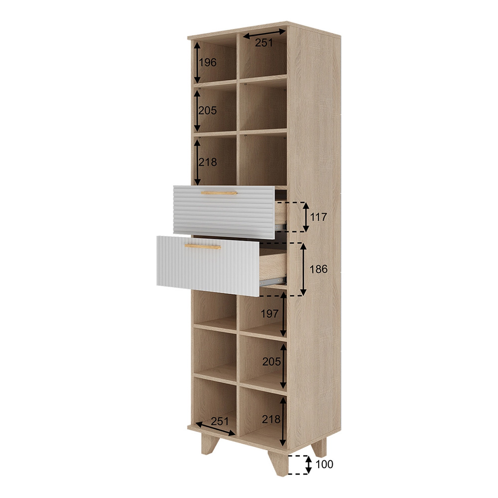 Ньёрд Стеллаж Н Дуб Сонома / Белый софт матовый