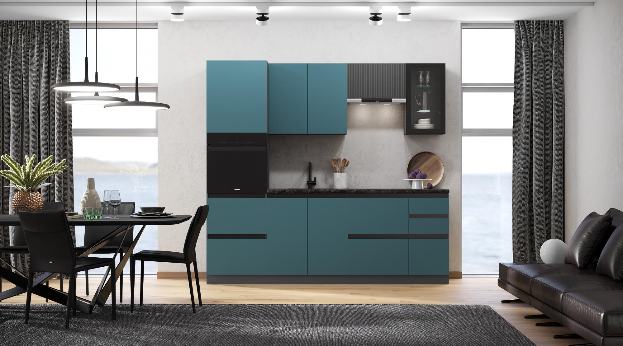 Кухня Техно-6 2,4м (Графит/Атлантик софт/Графит софт NEW)