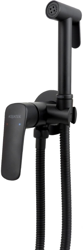 AQ1019MB ВЕГА комплект для гигиенического душа встроенный (смеситель + гигиеническая лейка + шланг), матовый черный
