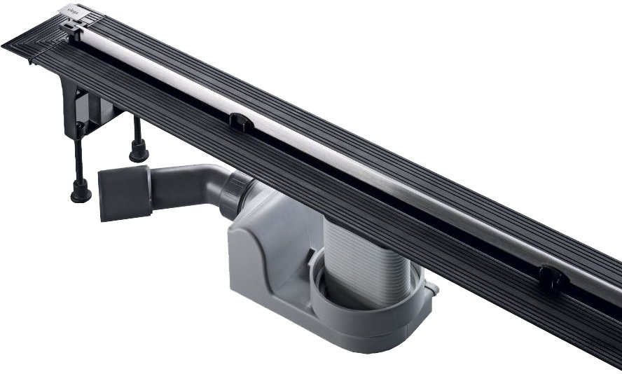 704360 Advantix Vario Set душевой лоток 300-1200мм (пластик),высота 95–165мм, с дизайн-вставкой, заглуш, опорами, сифоном, глянц. хром, модель 4965.21