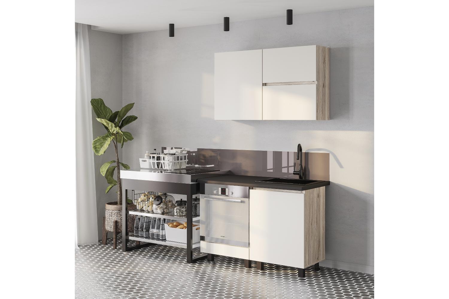 Шкаф под духовку со столешницей Берген Лайт 6д1, Дуб смоки, Кашемир