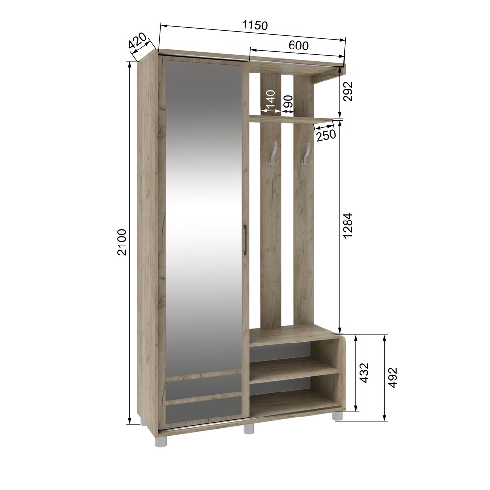 Прихожая Ларго-2, Дуб крафт серый