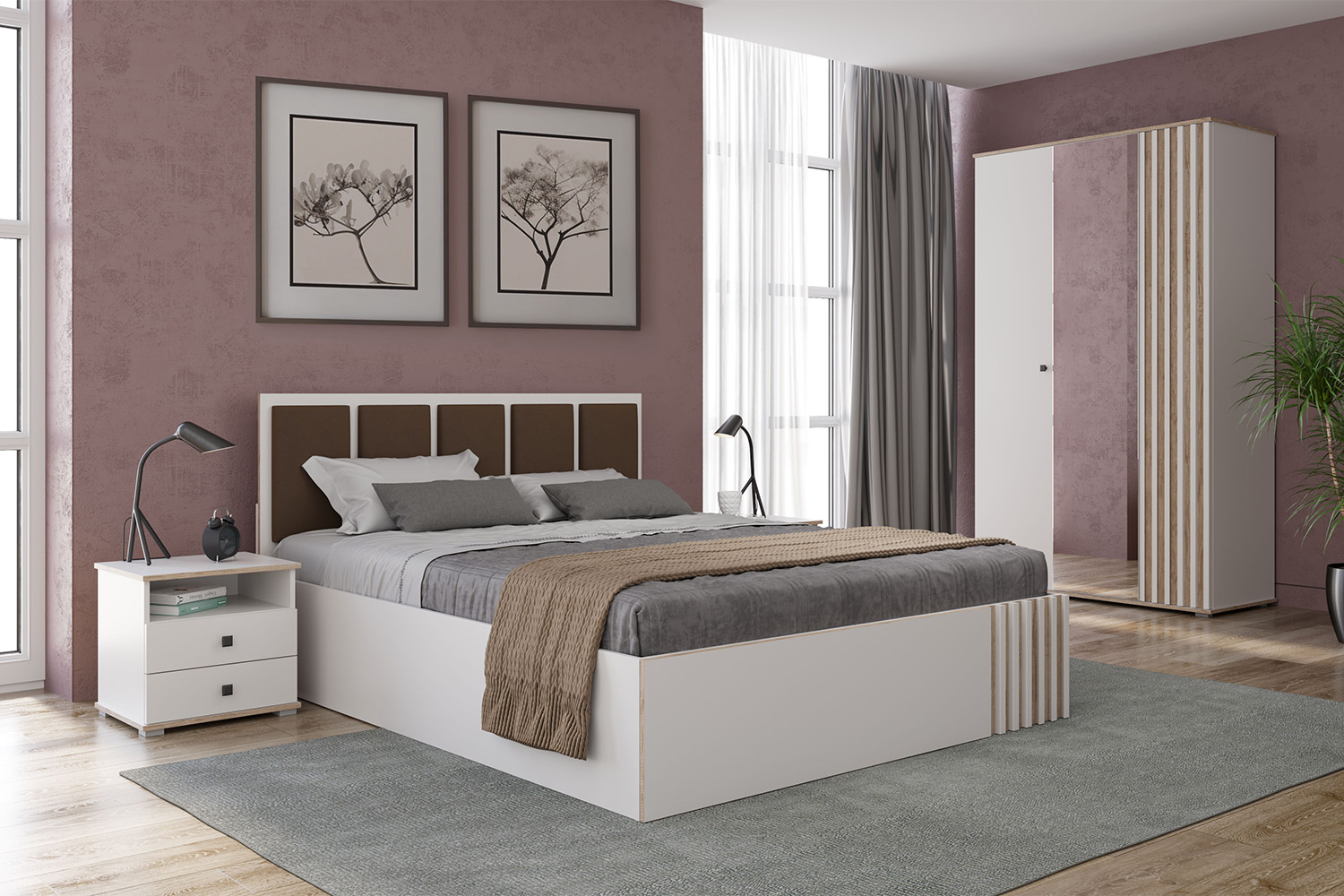 Тумба прикроватная Либерти 51.17, Белый, Дуб каньон