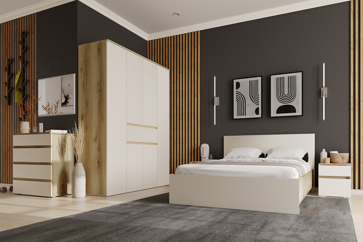 Комод Плейона, Дуб Делано, Белый