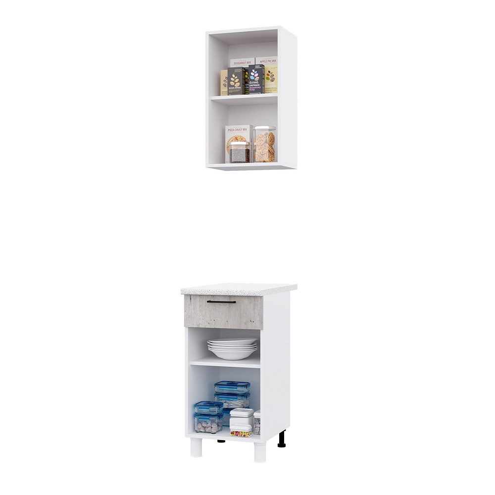 Готовая кухня Тренд 1000, Крафт белый / Крафт серый