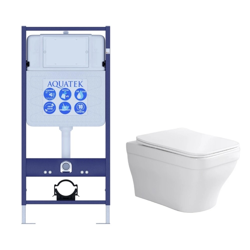 SET AQUATEK АМАДЕО cm (рама AQUATEK Standard INS-0000012(без клавиши и крепежа)+унитаз АМАДЕО AQ1180-00 с тонким сиденьем soft-close