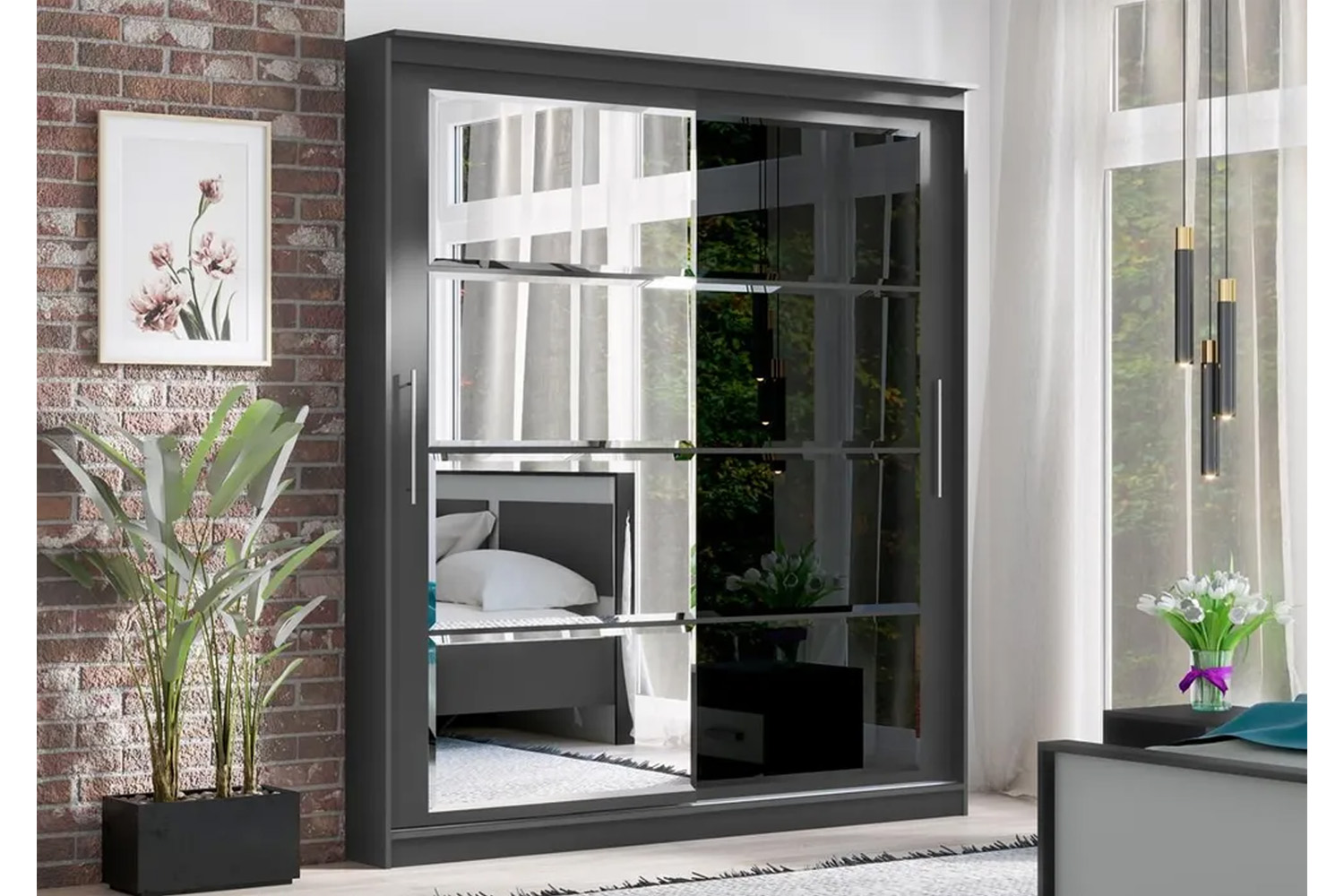 Шкаф-купе Элегант №7 2,0 м, Графит