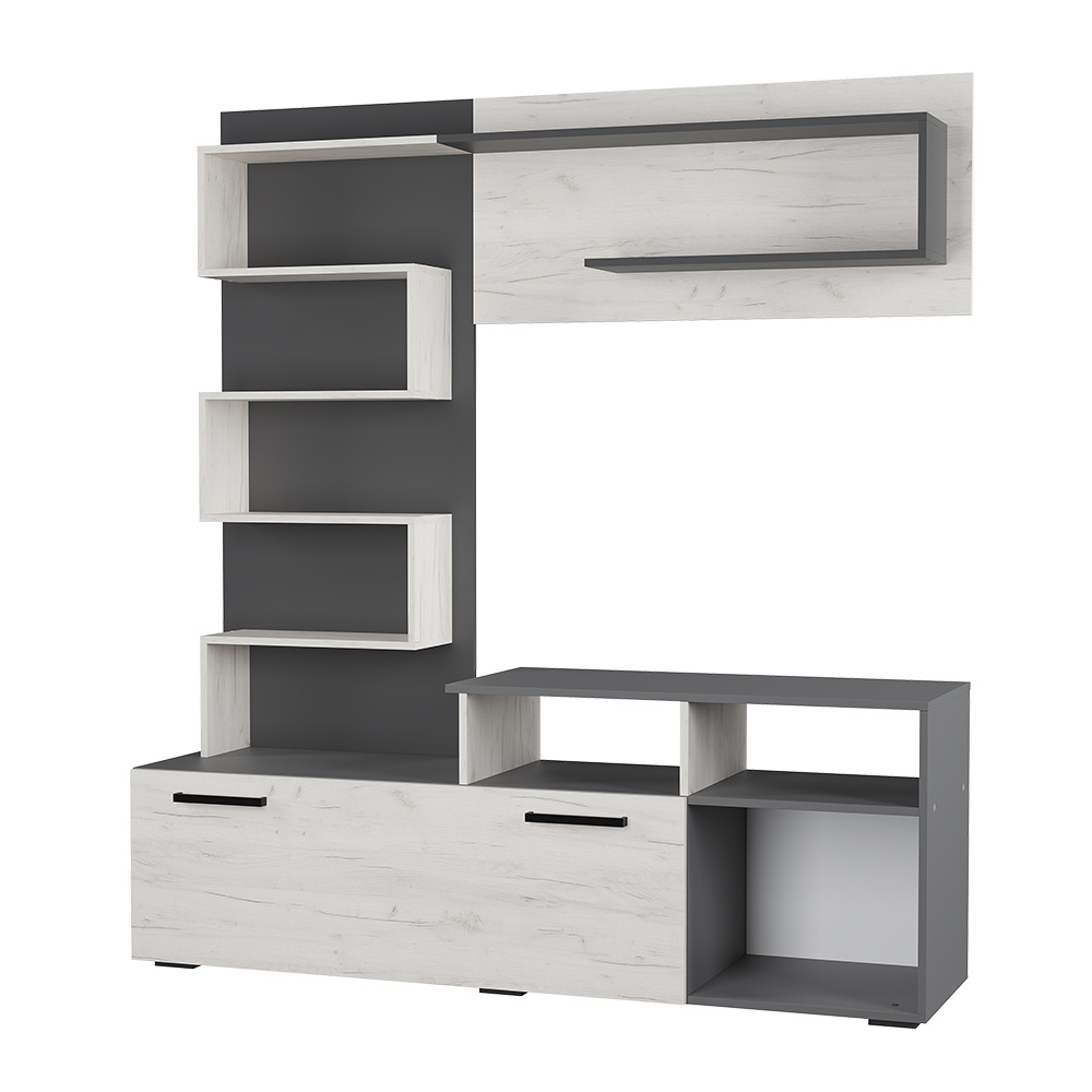 Гостиная "Евро" Графит/Дуб крафт белый