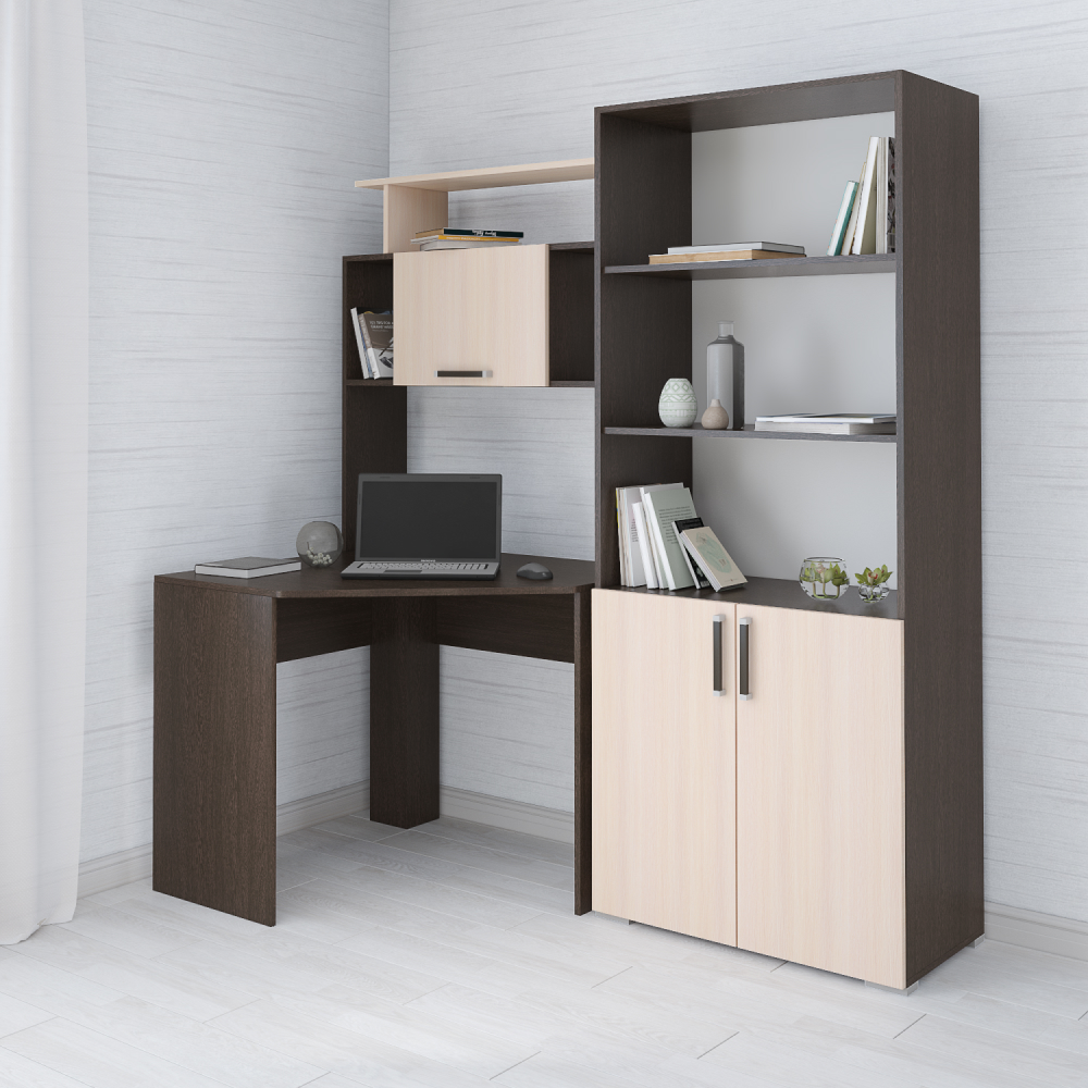 Стеллаж к столу компьютерному, венге/дуб молочный