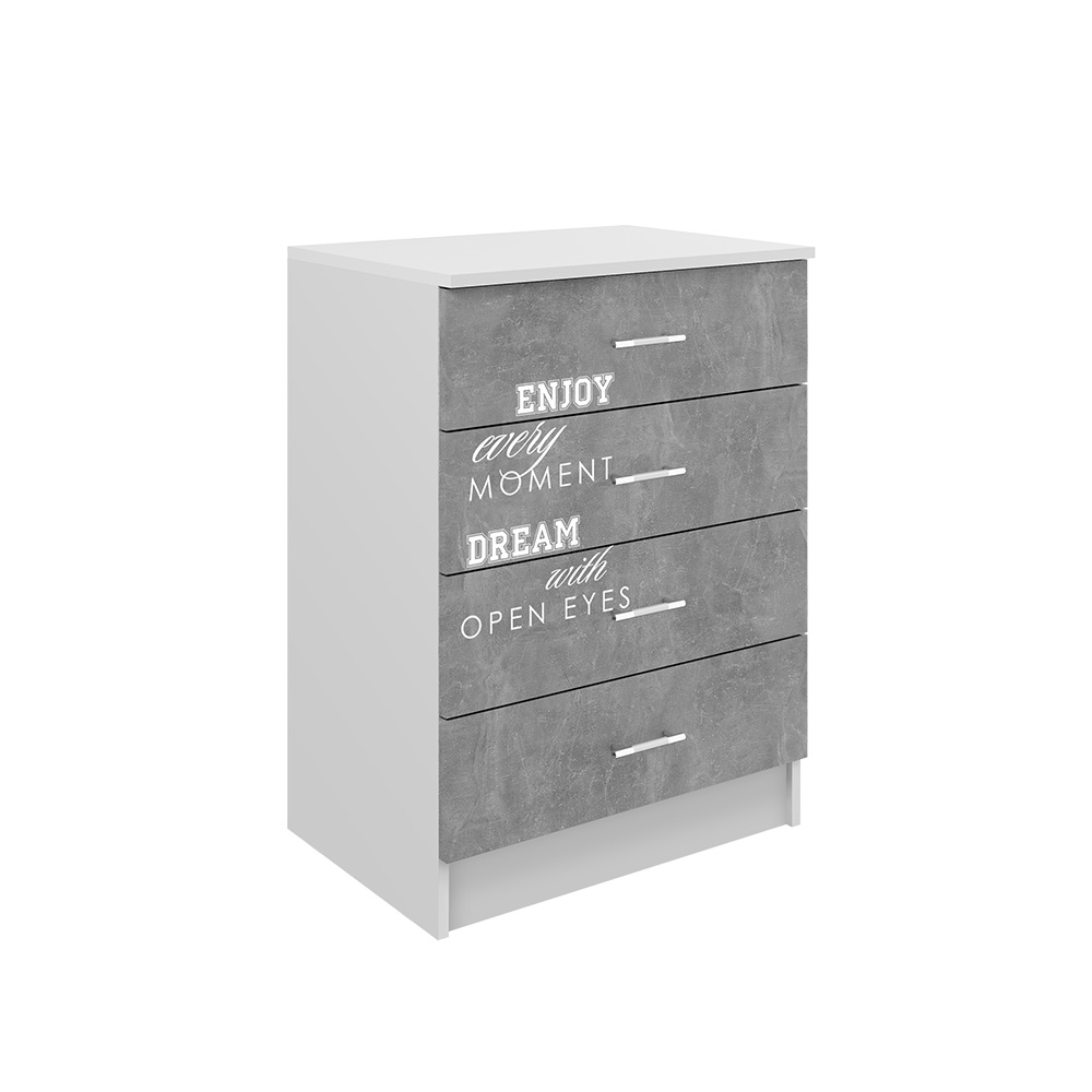 Комод Юниор-2 Лофт, Бетон светлый, Белый Комод Юниор-2 Лофт, Бетон светлый, Белый