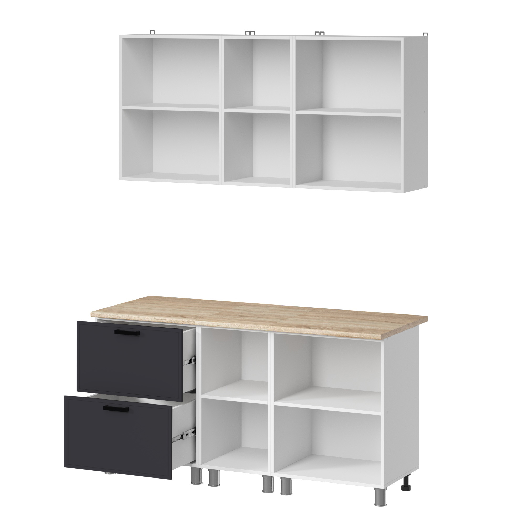 МК Аленушка 1,6м в.4 Магнолия Сталь,скоба черный,сонома