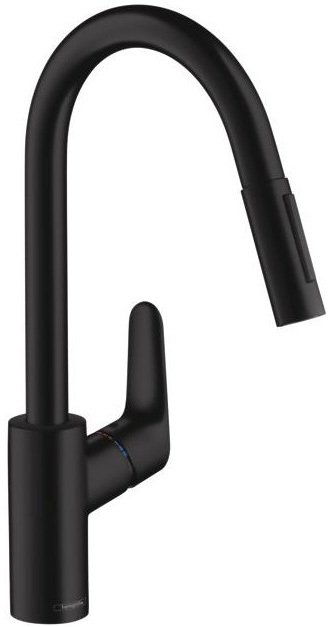 31815670 HG Focus смеситель для кухни, вытяжной излив матовый черный