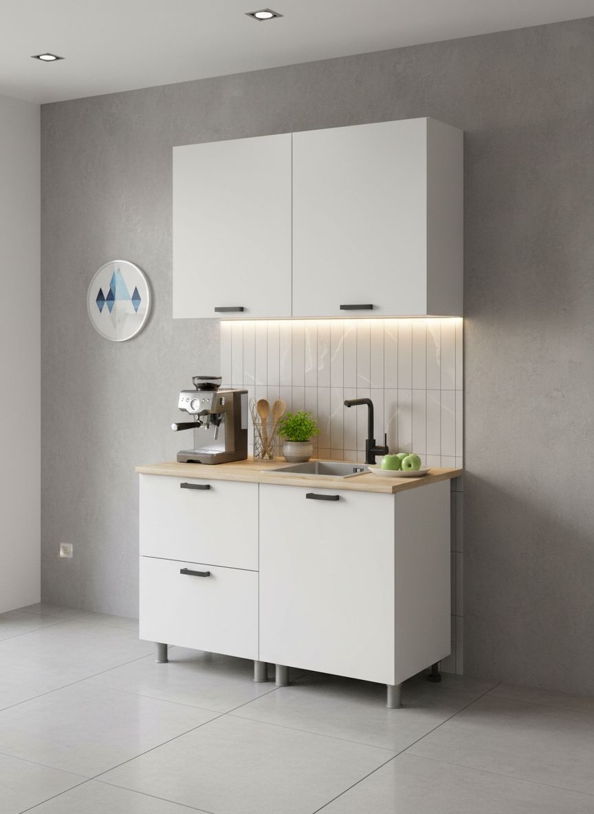 МК Аленушка 1,2м с ящ. Лаванда Молочный,скоба черный,сонома