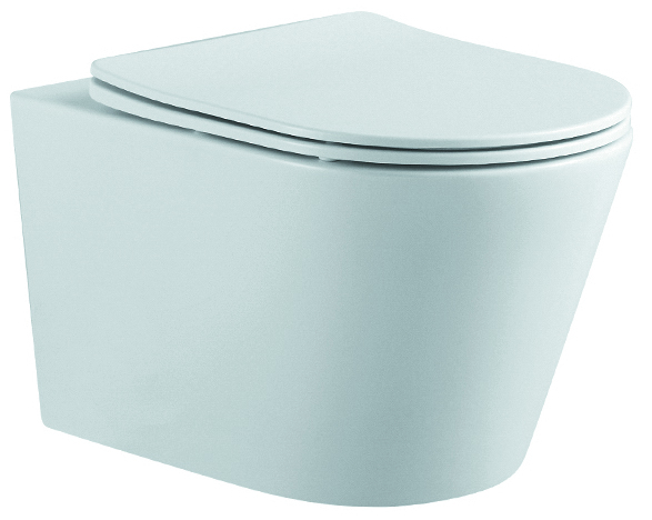 AQ1905-MW ВЕГА Унитаз подвесной безободковый 525*360*320мм, тонкое сиденье с механизмом плавного закрывания, крепеж, цвет матовый белый