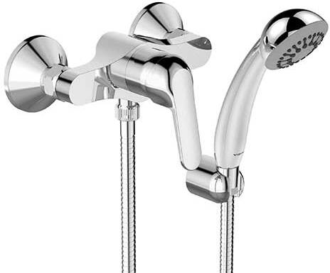 BA387AA FINE смеситель для душа, душ. гарнитур в комплекте (душ. лейка 1ф. Ø70 мм, металлический шланг 1500 мм, держатель для лейки)