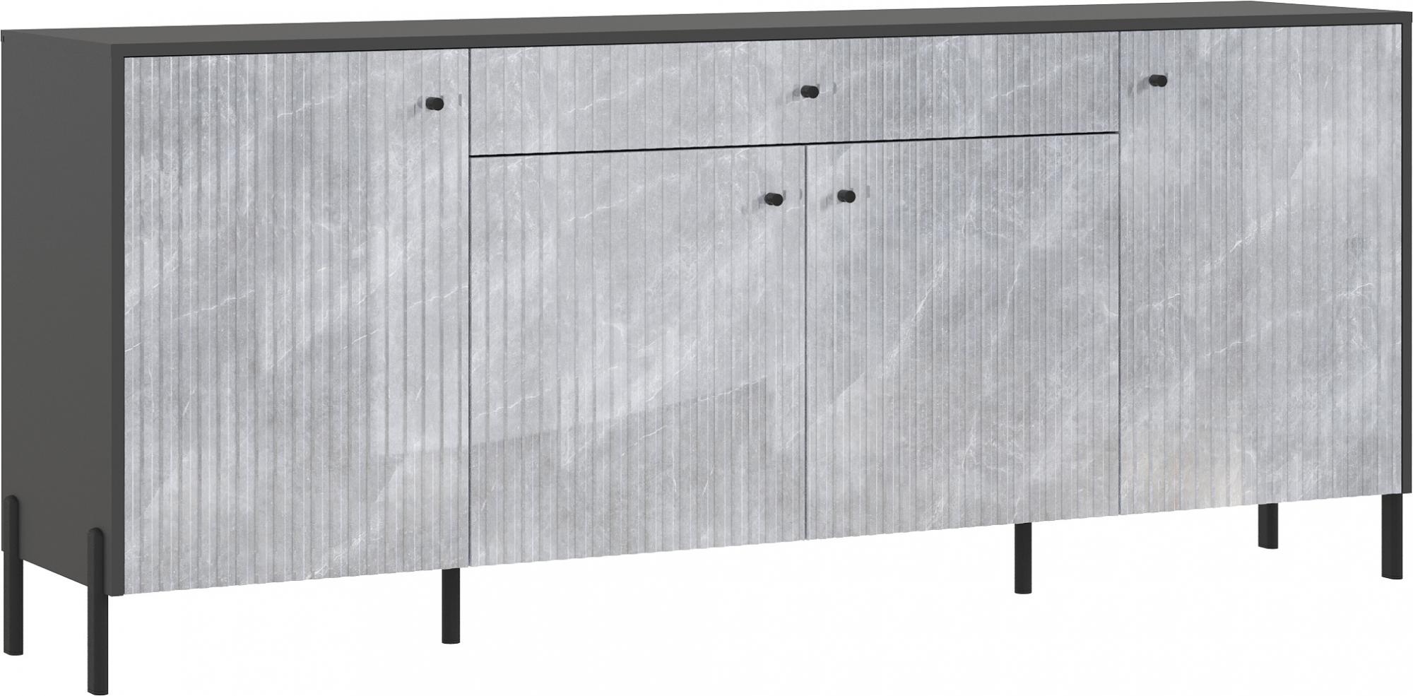 Комод Оливия (металл), Графит, Мрамор Глянец