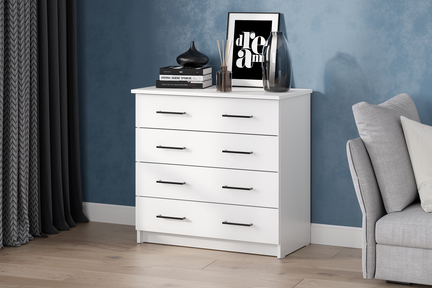 Комод КМ 11, Белый текстурный