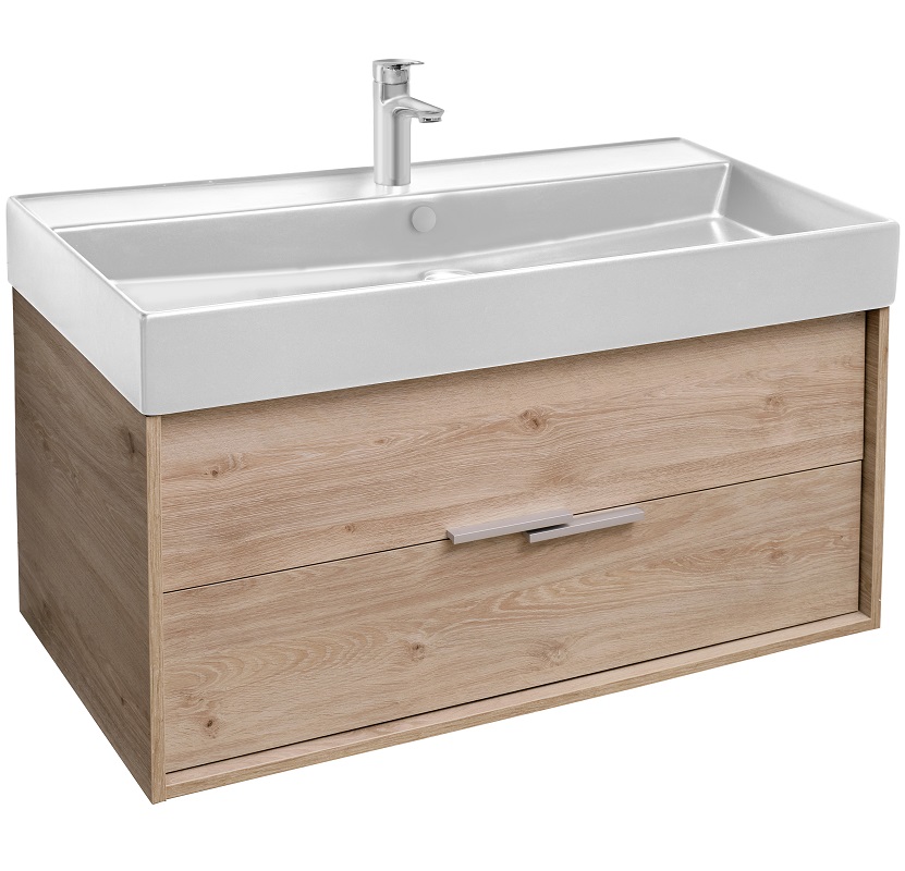 EB1668-E75-E75 VIVIENNE Тумба для раковины 100 см, к. дуб давос натуральный, ф. дуб давос натуральный