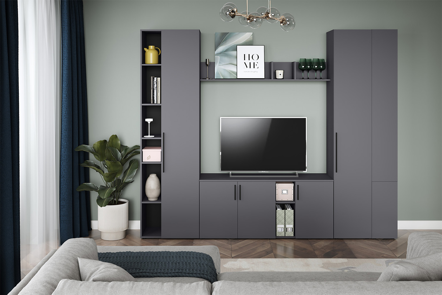 Полка настенная Эйр 16.490, Серый графит