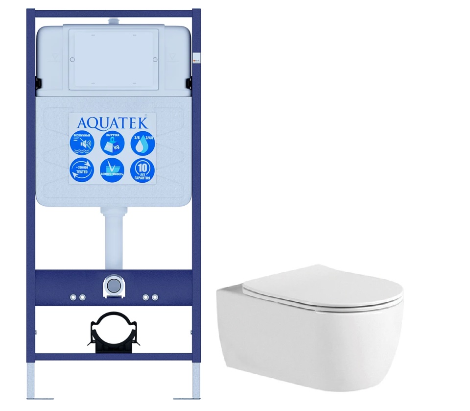 Set AQUATEK ЕВРОПА (рама AQUATEK Standard INS-0000012+звукоизоляционная прокладка+унитаз ЕВРОПА AQ1106L-00+тонкое сиденье с механиз Set AQUATEK ЕВРОПА (рама AQUATEK Standard INS-0000012+звукоизоляционная прокладка+унитаз ЕВРОПА AQ1106L-00+тонкое сиденье с механиз
