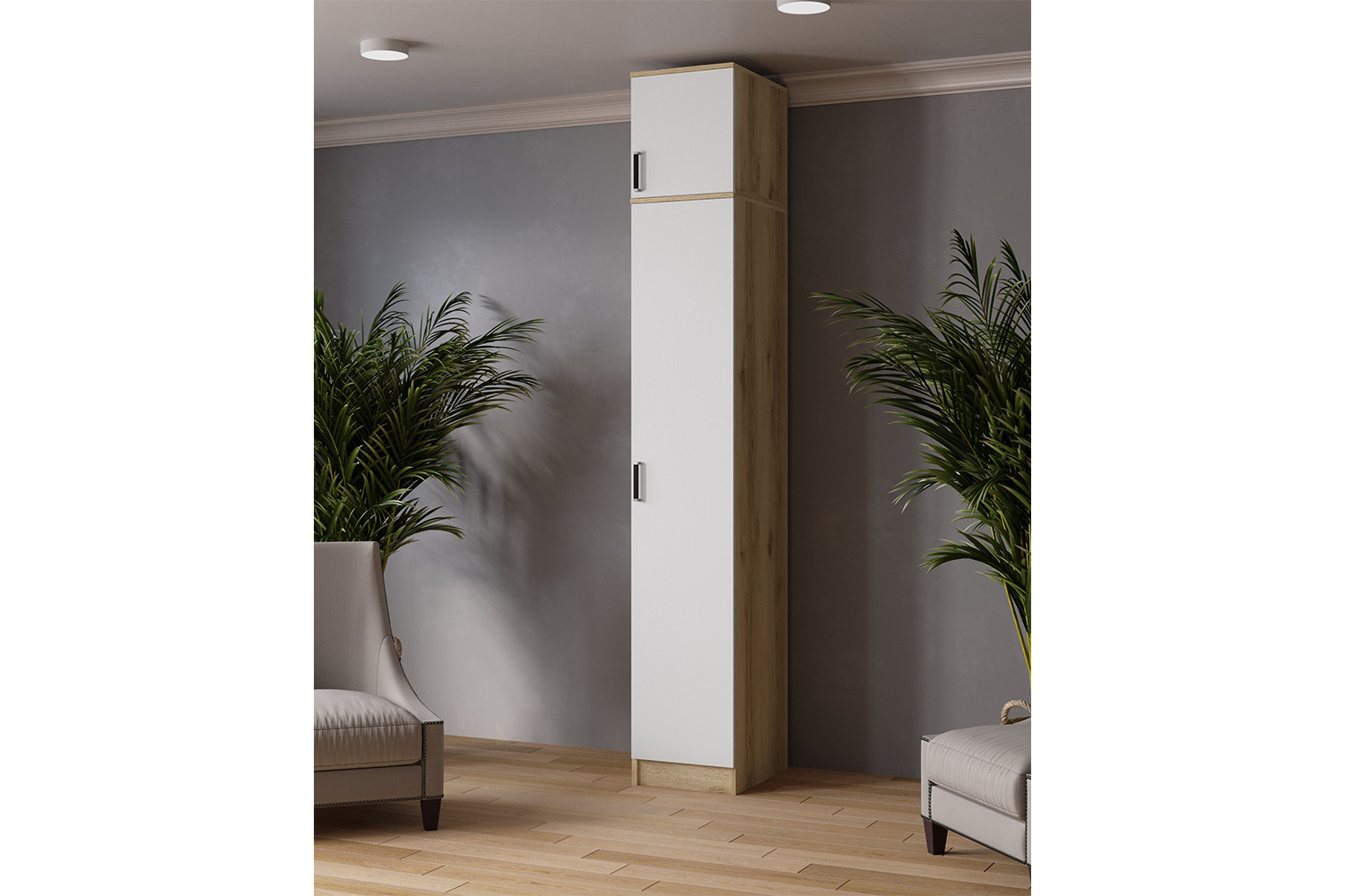 Антресоль для пенала Лагуна, Дуб Делано, Белый