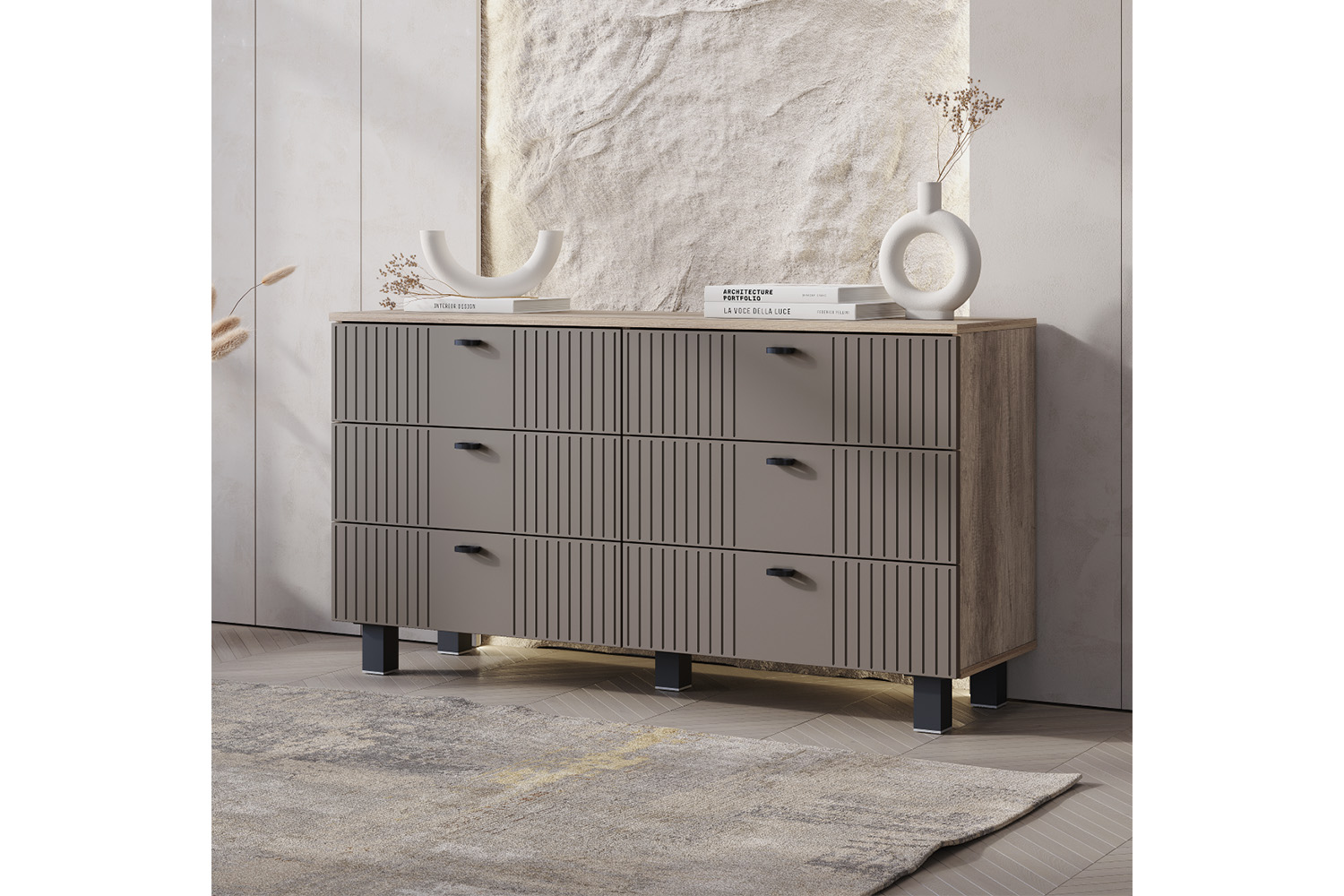 Комод Олива КМ-04, Дуб каньон, Муссон софт