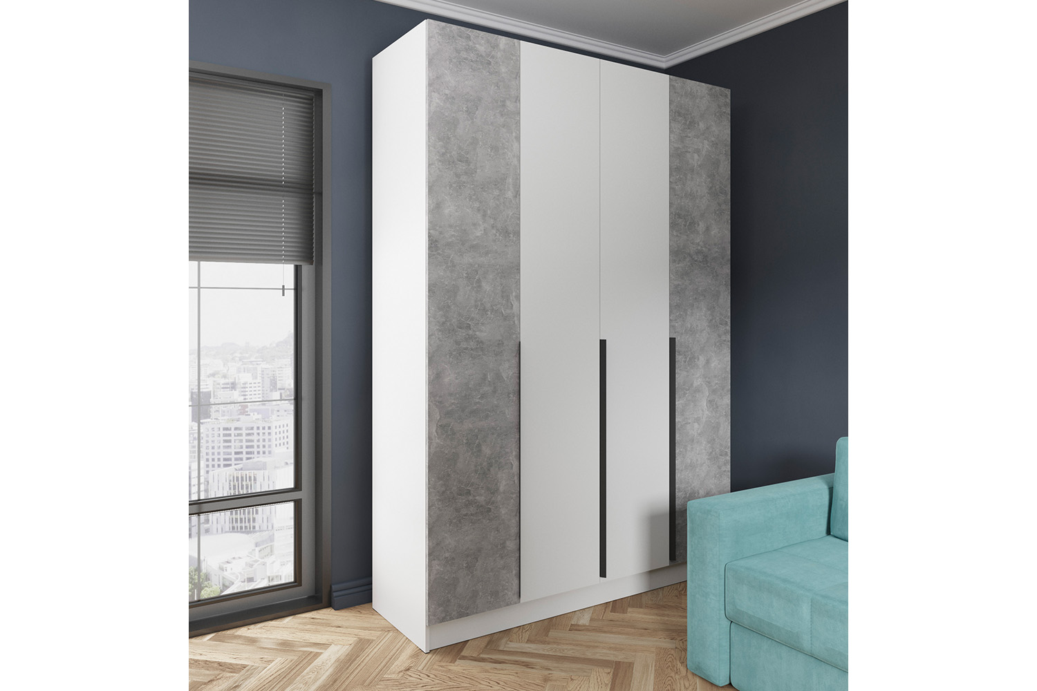 Шкаф Мадрид (1,6) без зеркала белый/ателье светлое Шкаф Мадрид (1,6) без зеркала белый/ателье светлое