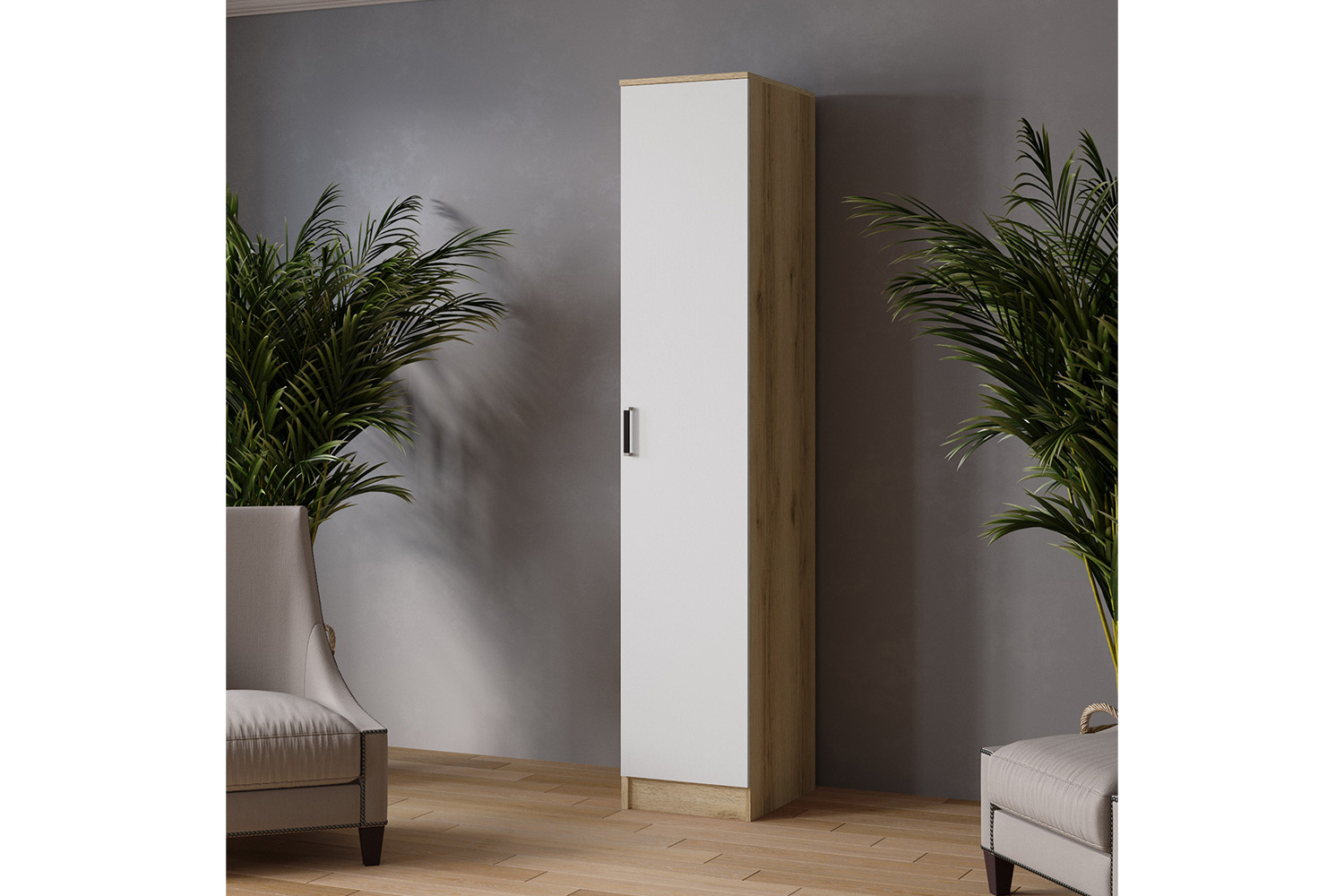 Пенал Лагуна 40 см, Дуб Делано, Белый