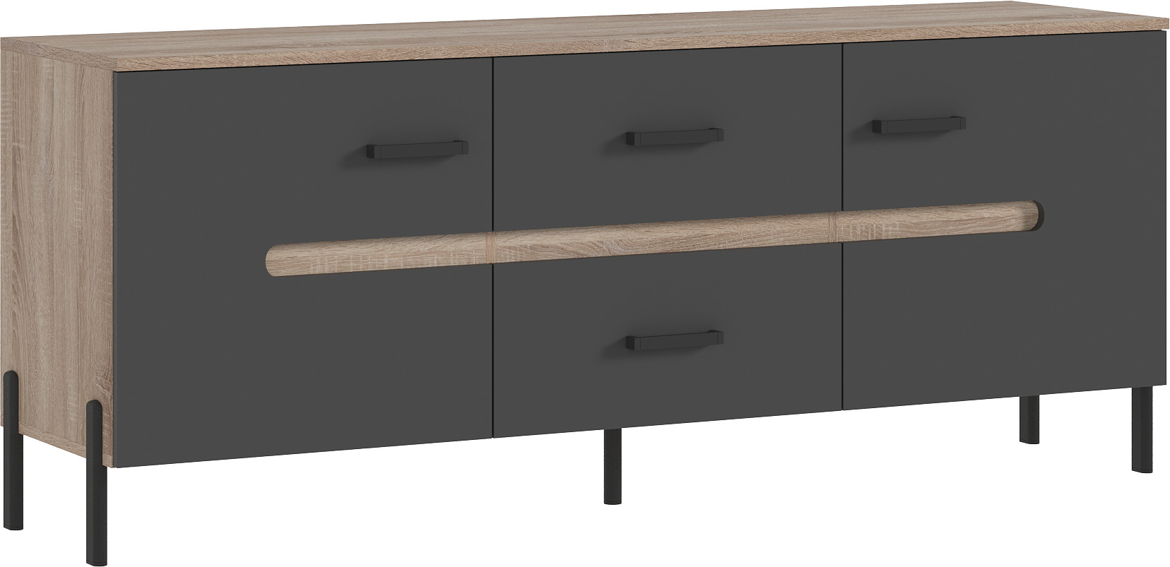 Тумба для ТВ Ким (металл), Графит софт, Сонома