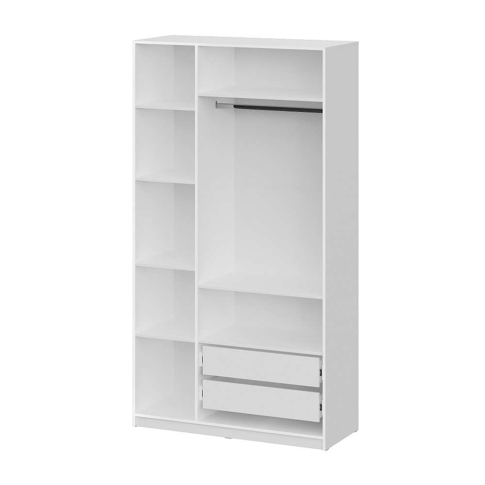 Шкаф распашной с наполнением (7 полок + 2 ящика + штанга) ШК 5 (1200), Белый Шкаф распашной с наполнением (7 полок + 2 ящика + штанга) ШК 5 (1200), Белый