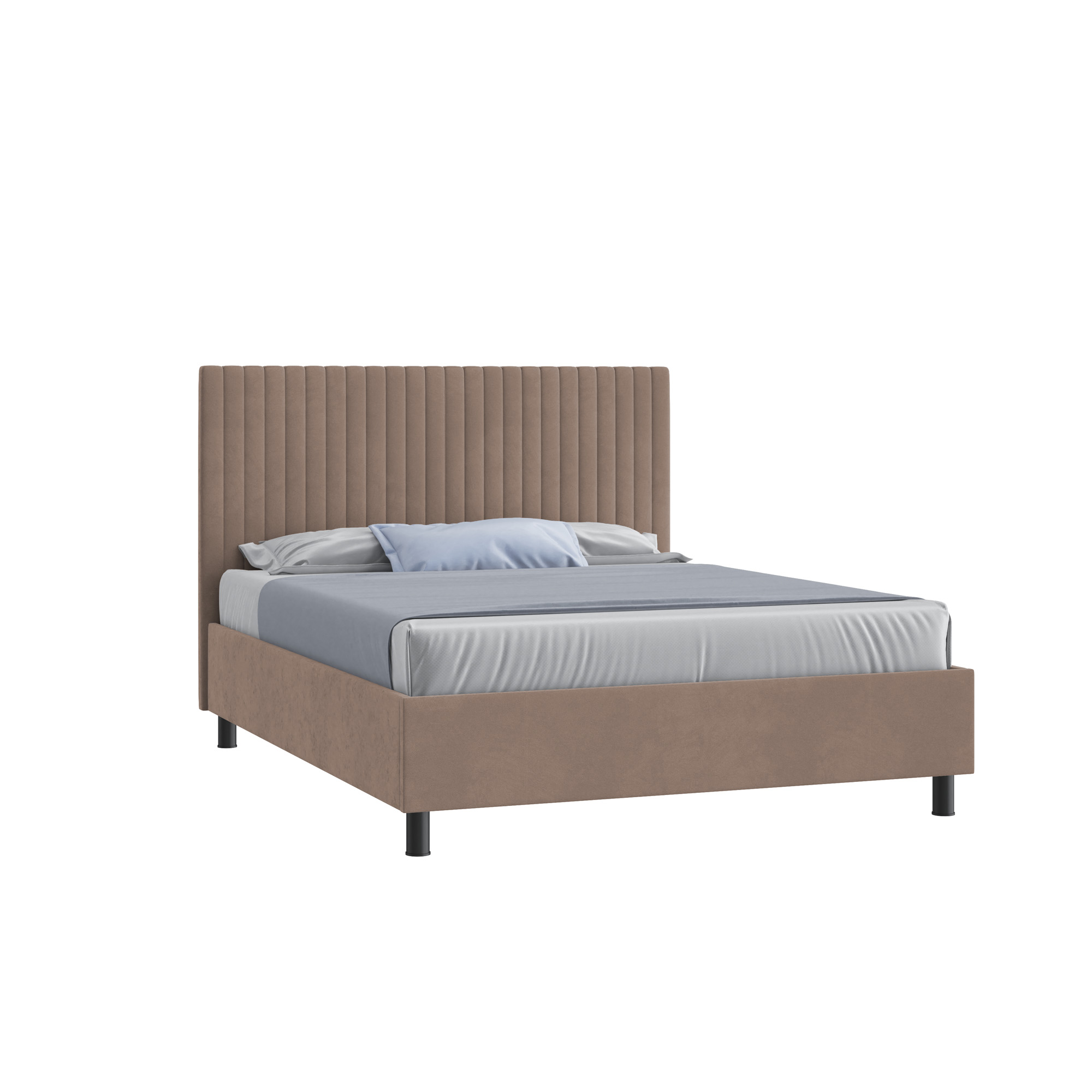 Кровать Леона 140х200 (Классик, ППМ, 1000Н, Микровелюр песчано-бежевый)