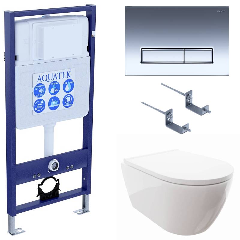 SET AQUATEK ПОЛАРИС (рама AQUATEK Standard INS-0000012+унитаз ПОЛАРИС AQ0700-00 с тонким сиденьем soft-close+ крепеж KKI-0000002 +панель KDI-0000023)