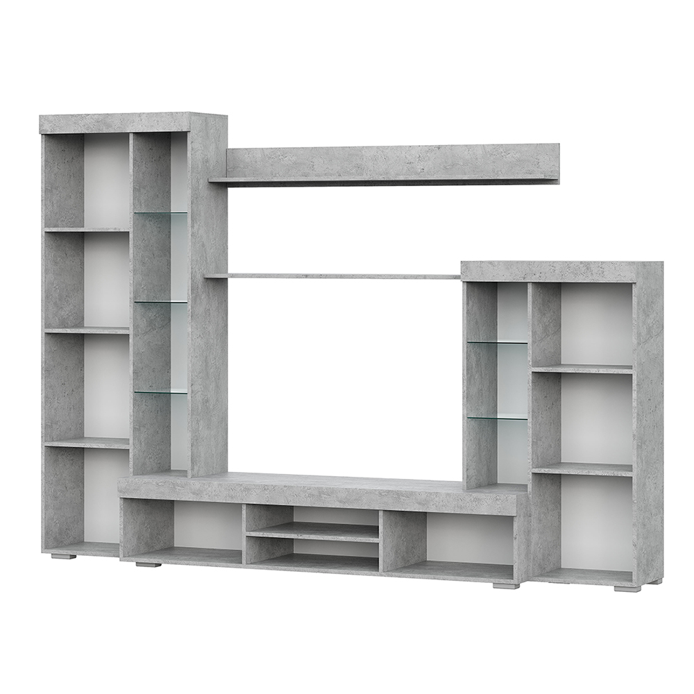 Стенка в гостиную МГС 5, цемент светлый/белый