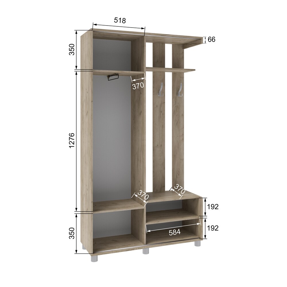 Прихожая Ларго-2, Дуб крафт серый
