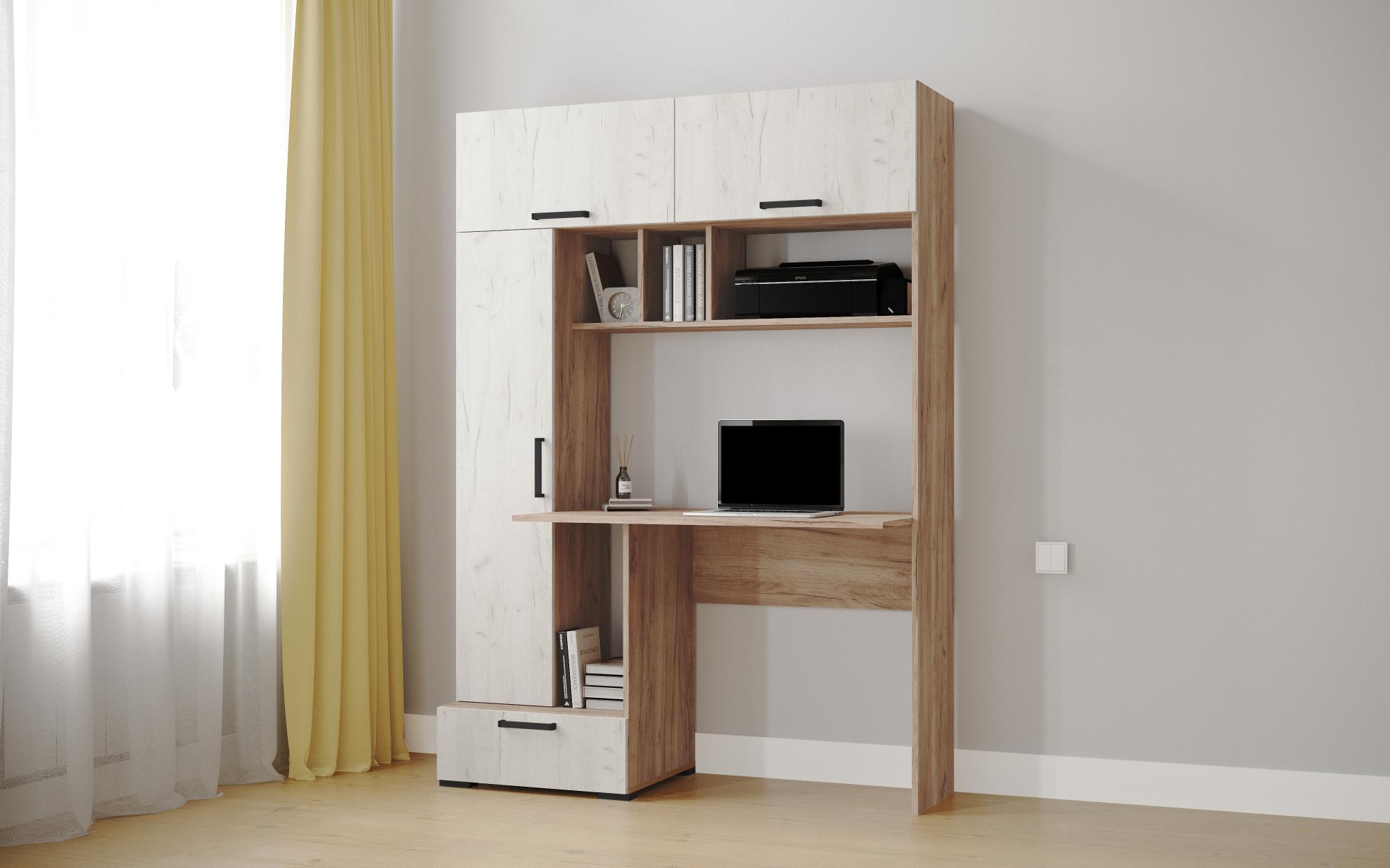 Компьютерный стол Квартет-11, Дуб крафт табачный, дуб крафт белый