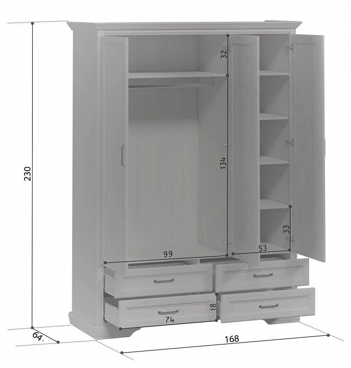 Шкаф платяной Стилиус SZF3D4S