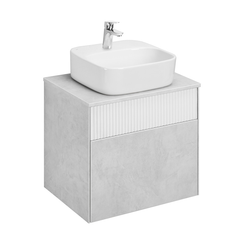 1A2761K0MH4C0 Набор: 1A276101MH4C0 Тумба-умывальник 60 Марбл Слэйт/Белый/ 1WH501709 Умывальник накладной Одри 420х420 Soft