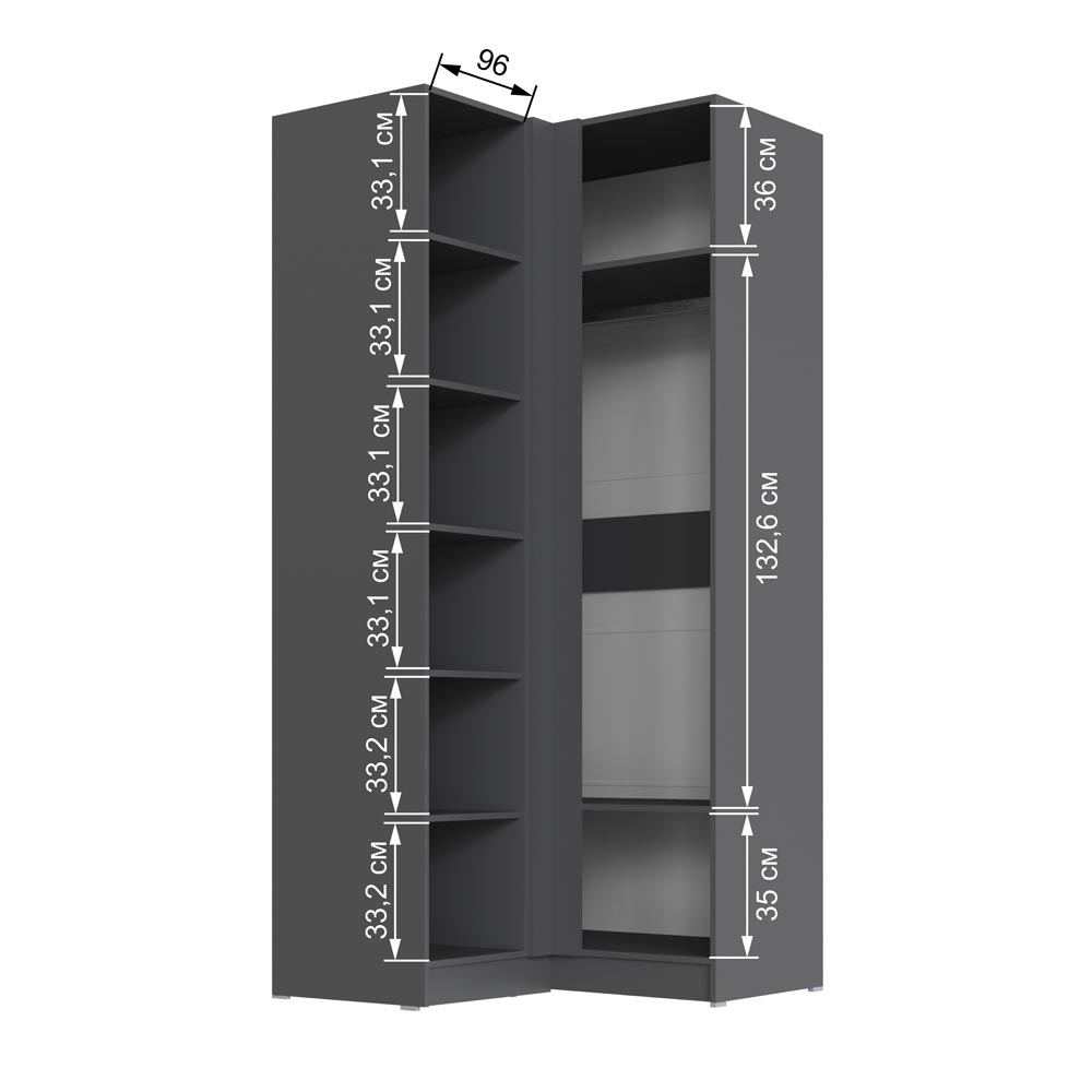 Шкаф угловой Вегас, Графит серый, Камень серый