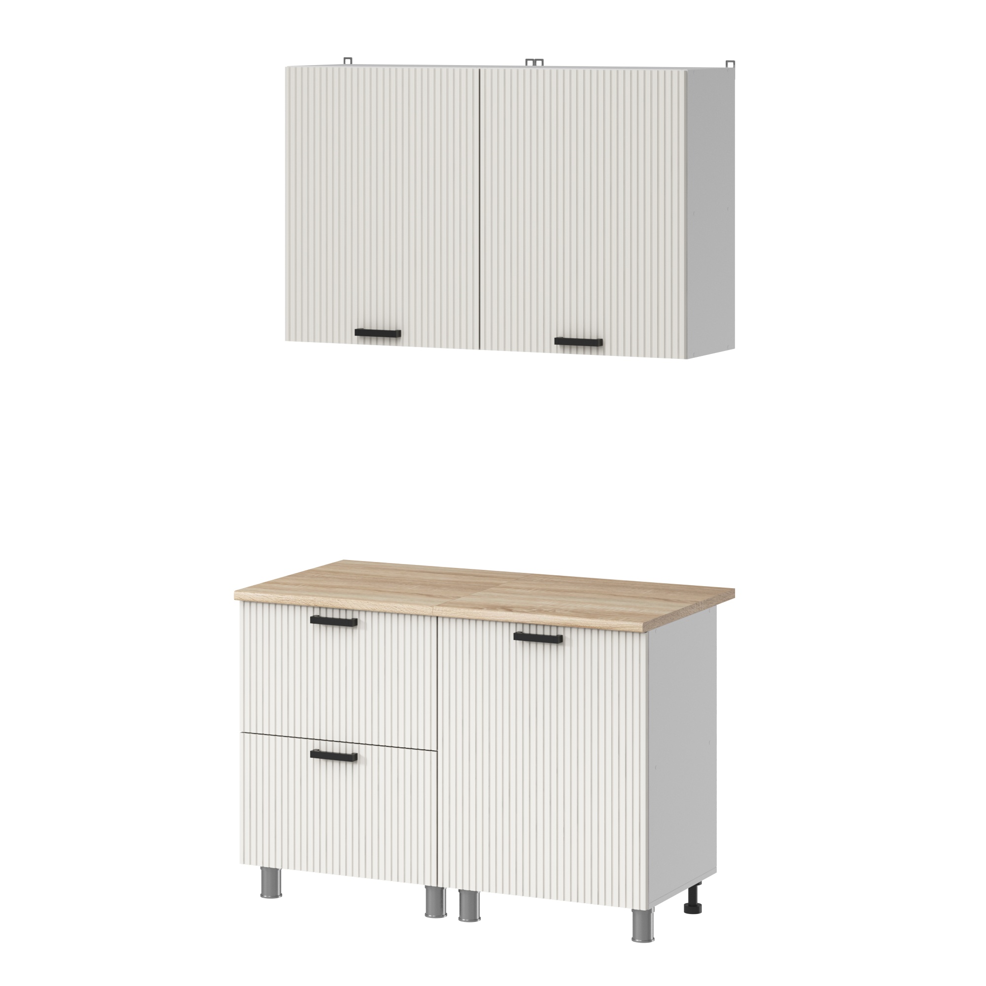 МК Аленушка 1,2м с ящ. Лотос Молочный,скоба антрацит,сонома