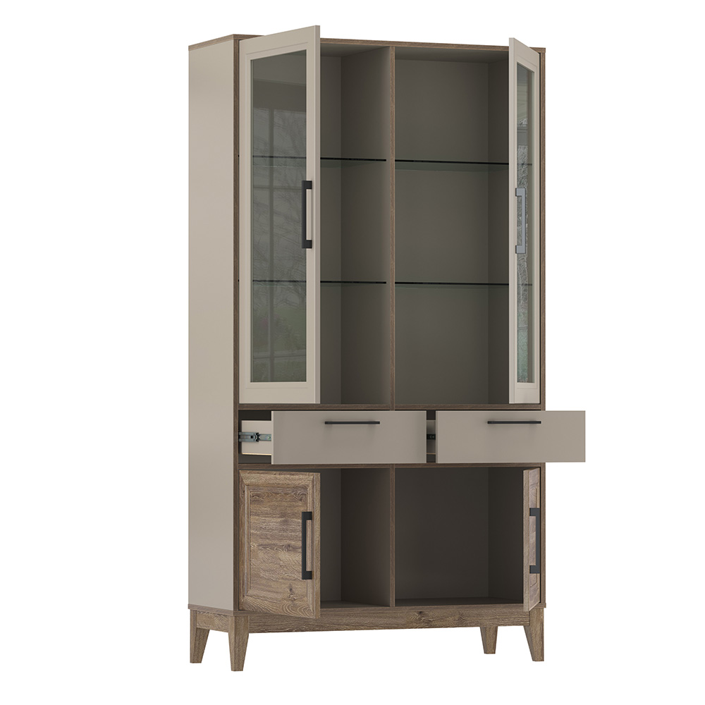 Шкаф-витрина Сарита 75.02, Серый камень, Дуб давос