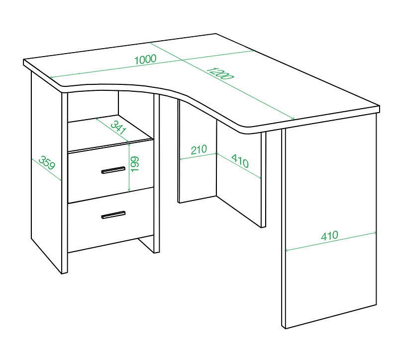 Стол письменный Домино Лайт СКЛ-Угл 120