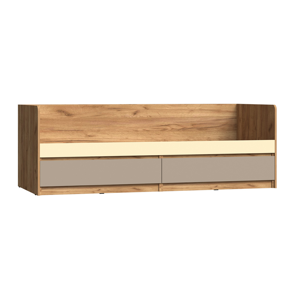 Кровать с ящиками Челси Color, Слоновая кость, Глиняный серый, Дуб крафт