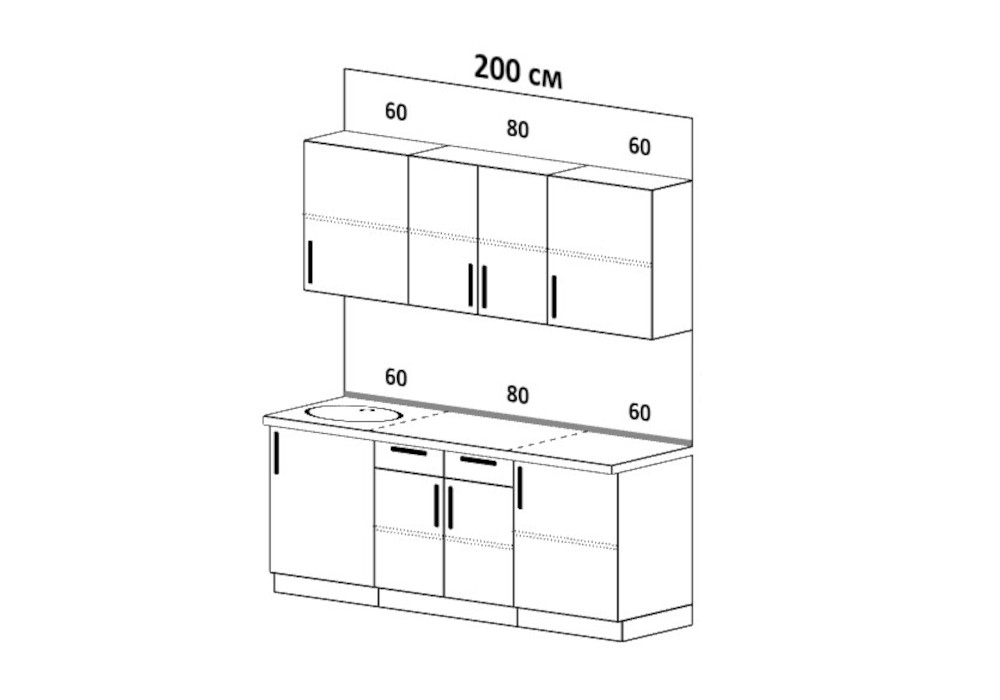 Кухня Оливия 2.0 м шарли бриз / шарли мокко