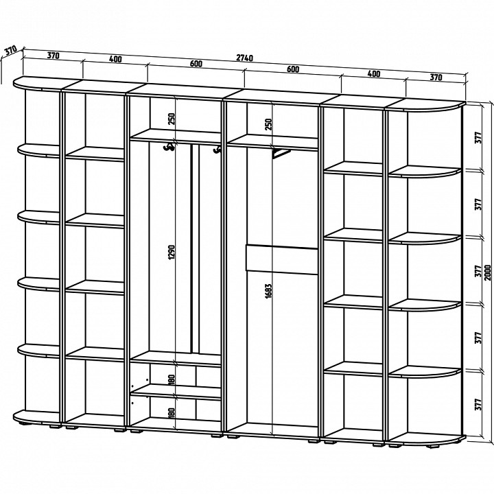 Стенка для прихожей Тунис-7