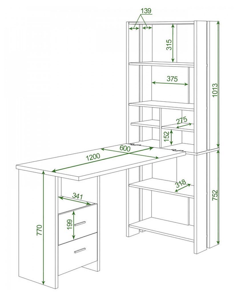 Стол компьютерный Домино Lite СТЛ-ОВ+С120Прям+ТЯЛ
