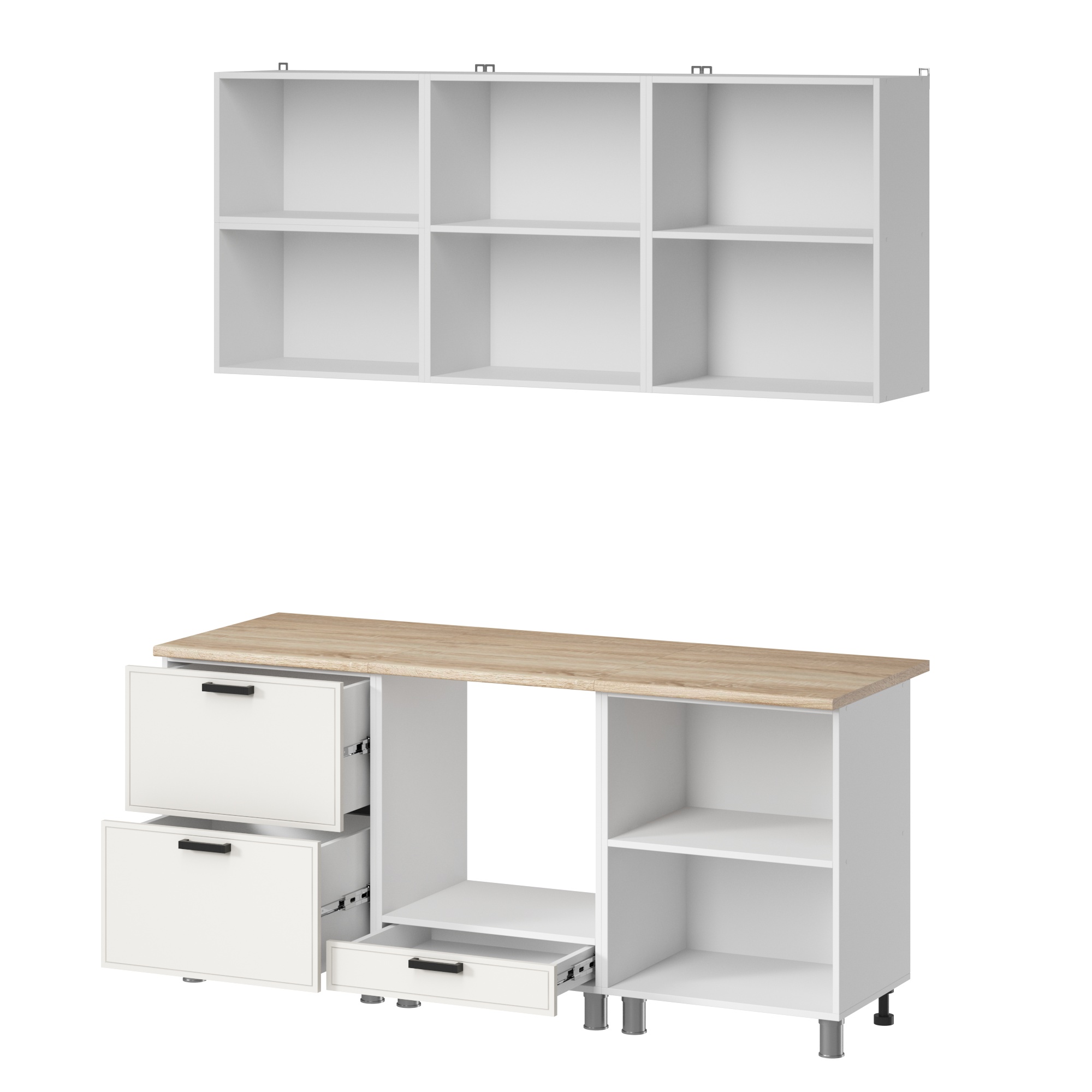 МК Аленушка 1,8м Магнолия Молочный,скоба черный,сонома